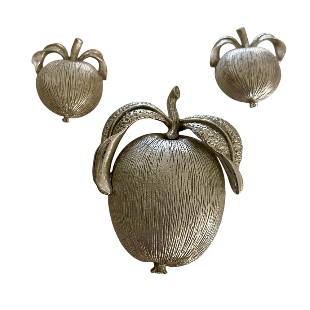 Sarah Coventry Set of Brooch & Clip-On Earrings, Large, 2 1/4” x 2”, Det…